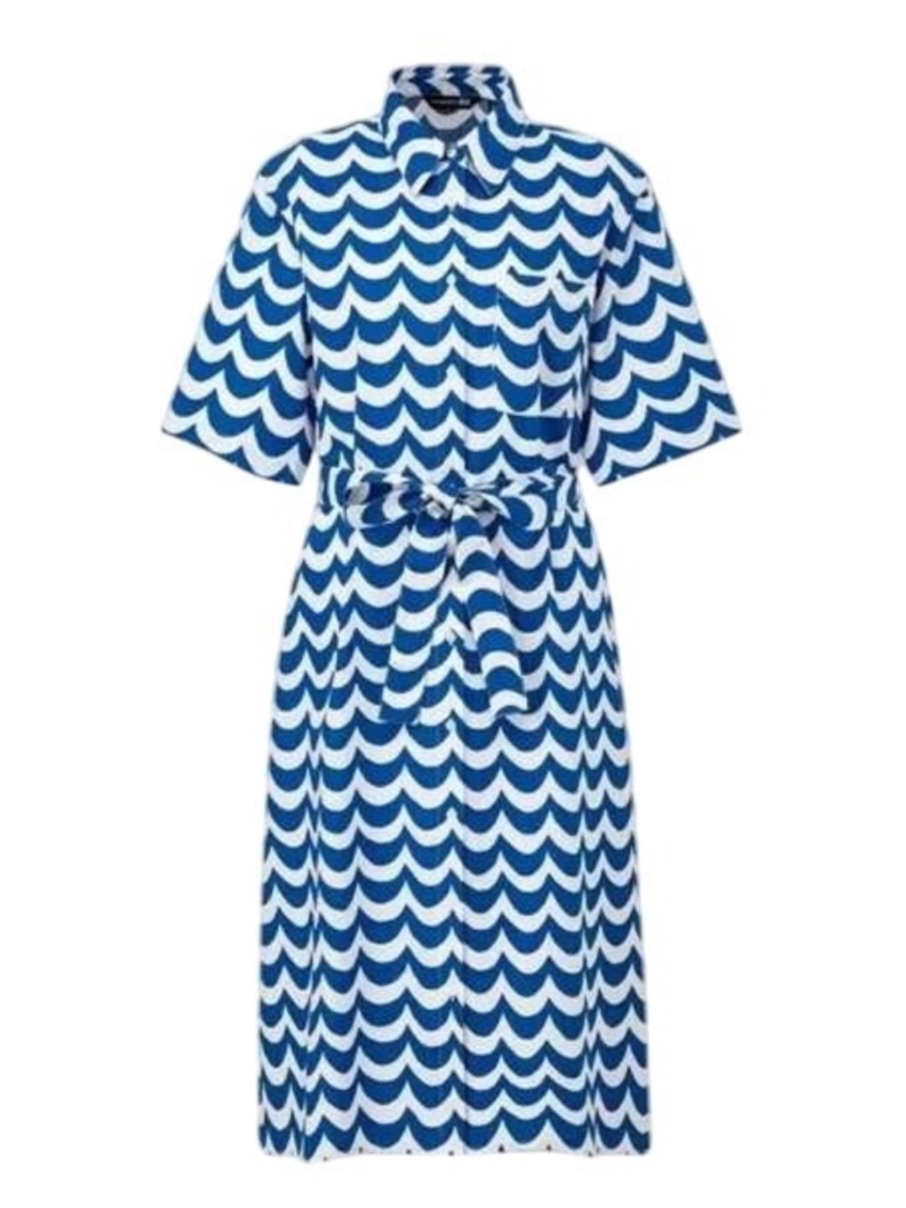 Marimekko x Uniqlo Lokiki Waved Chevron Linen Midi Shirt Dress M